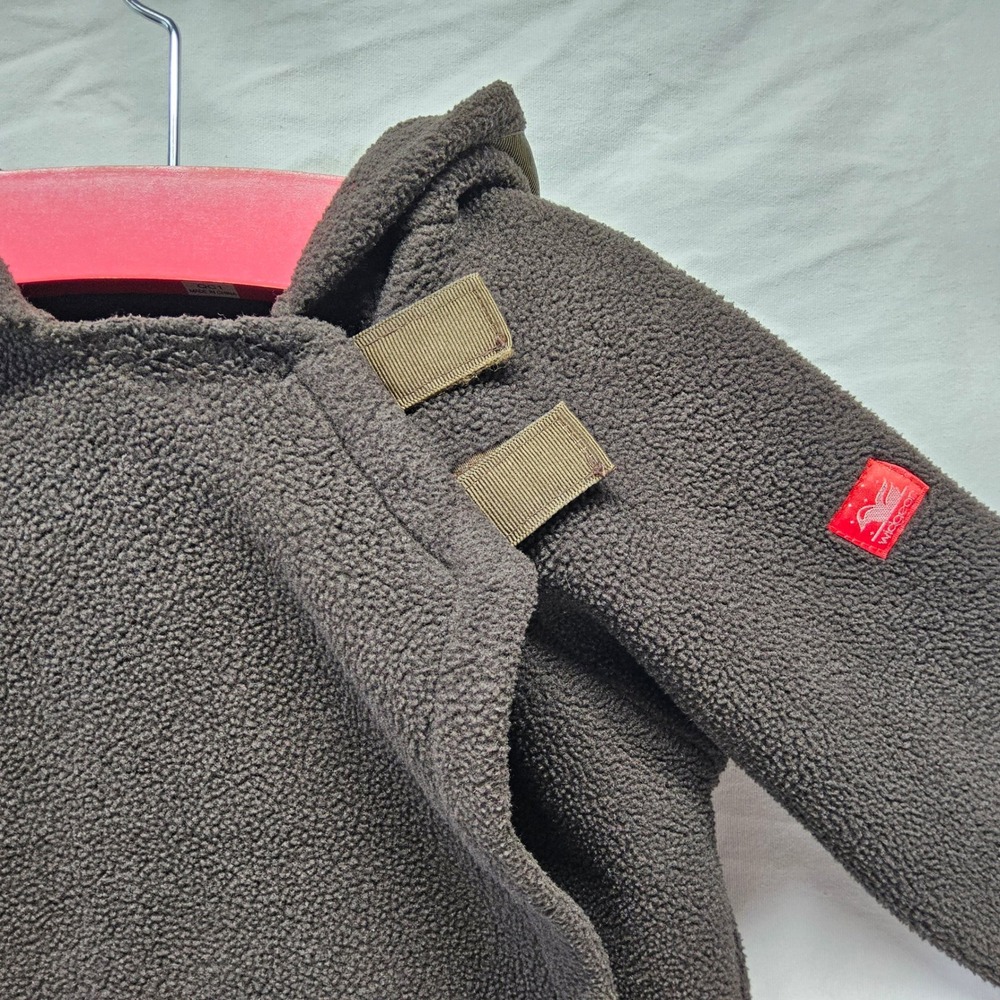 Widgeon Fleece Hooded Jacket Kids 4T Brown Polartec Asymmetrical Velcro Closure